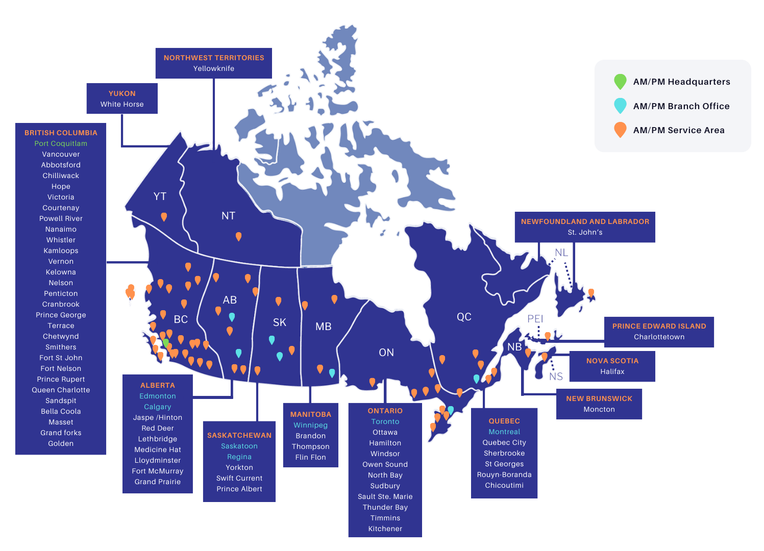 Serviceabilitly map in Canada